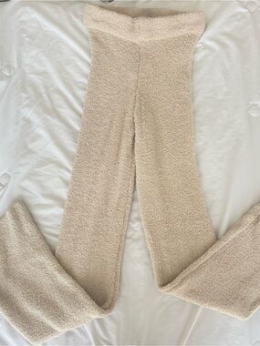 Cozy Cream Straight-Leg Knit Lounge Pants